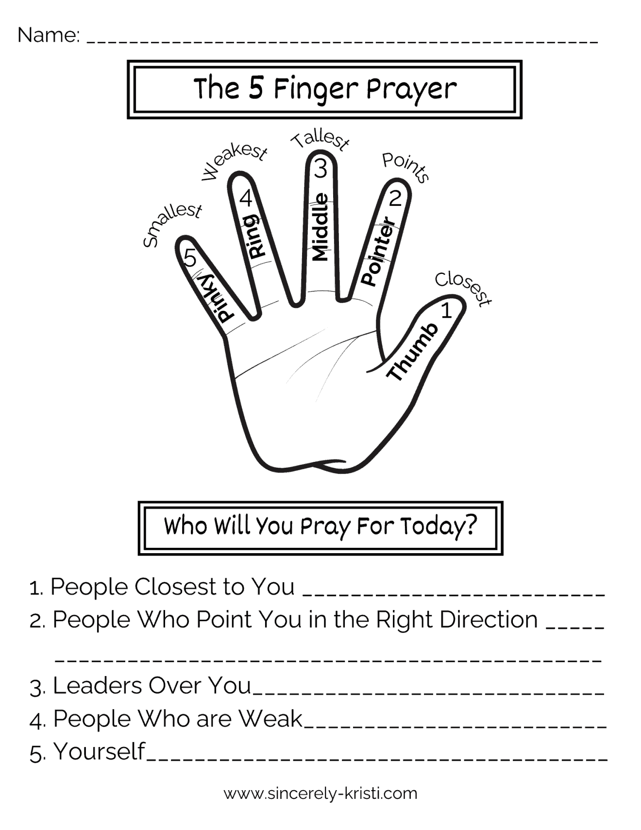 The Five Finger Prayer Method | Free Printables Included! - Sincerely ...